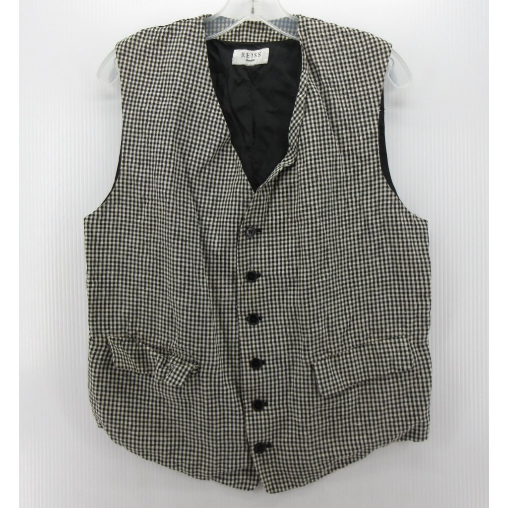 Reis S Waistcoat Vest 38 Jacket Gingham Plaid Button Down Preppy *